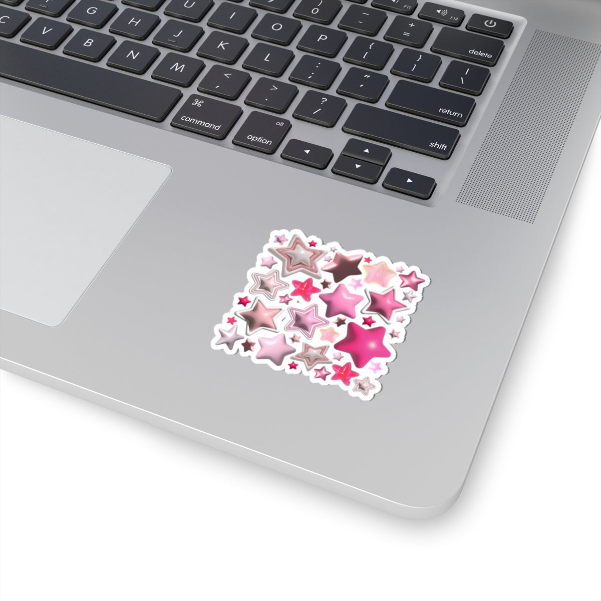 Kiss-cut stickers with pink 3d stars