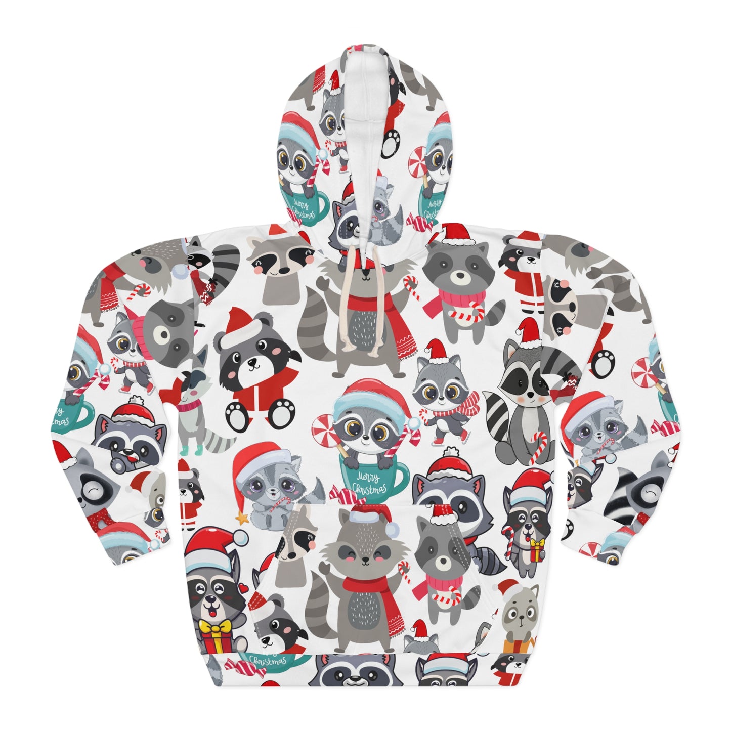 Ugly Christmas sweater raccoon all over print hoodie