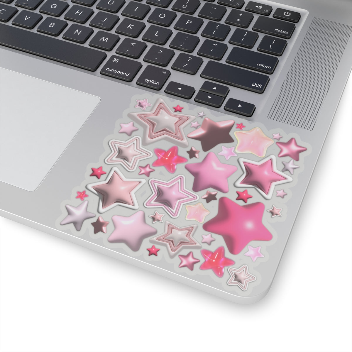 Kiss-cut stickers with pink 3d stars