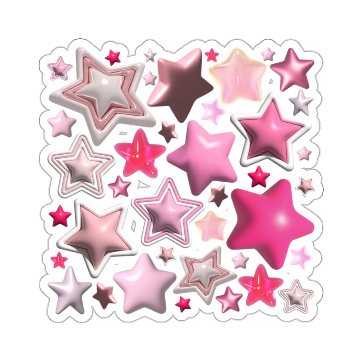 Kiss-cut stickers with pink 3d stars