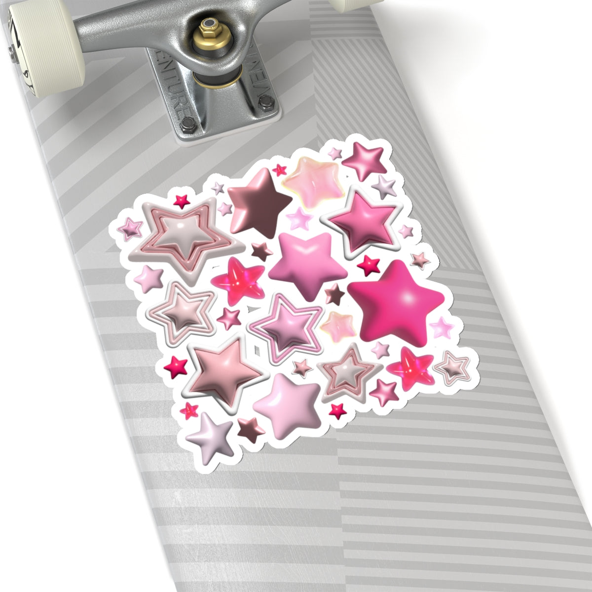 Kiss-cut stickers with pink 3d stars