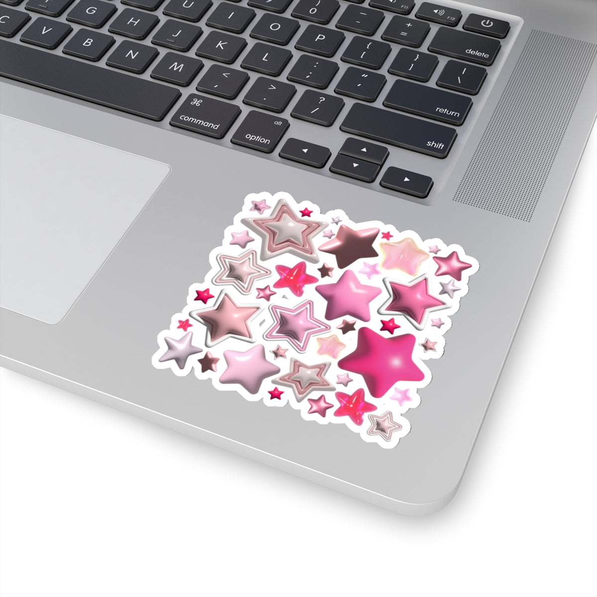 Kiss-cut stickers with pink 3d stars