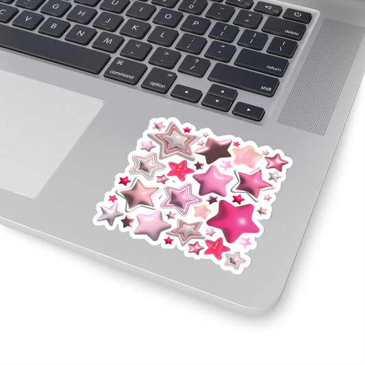 Kiss-cut stickers with pink 3d stars