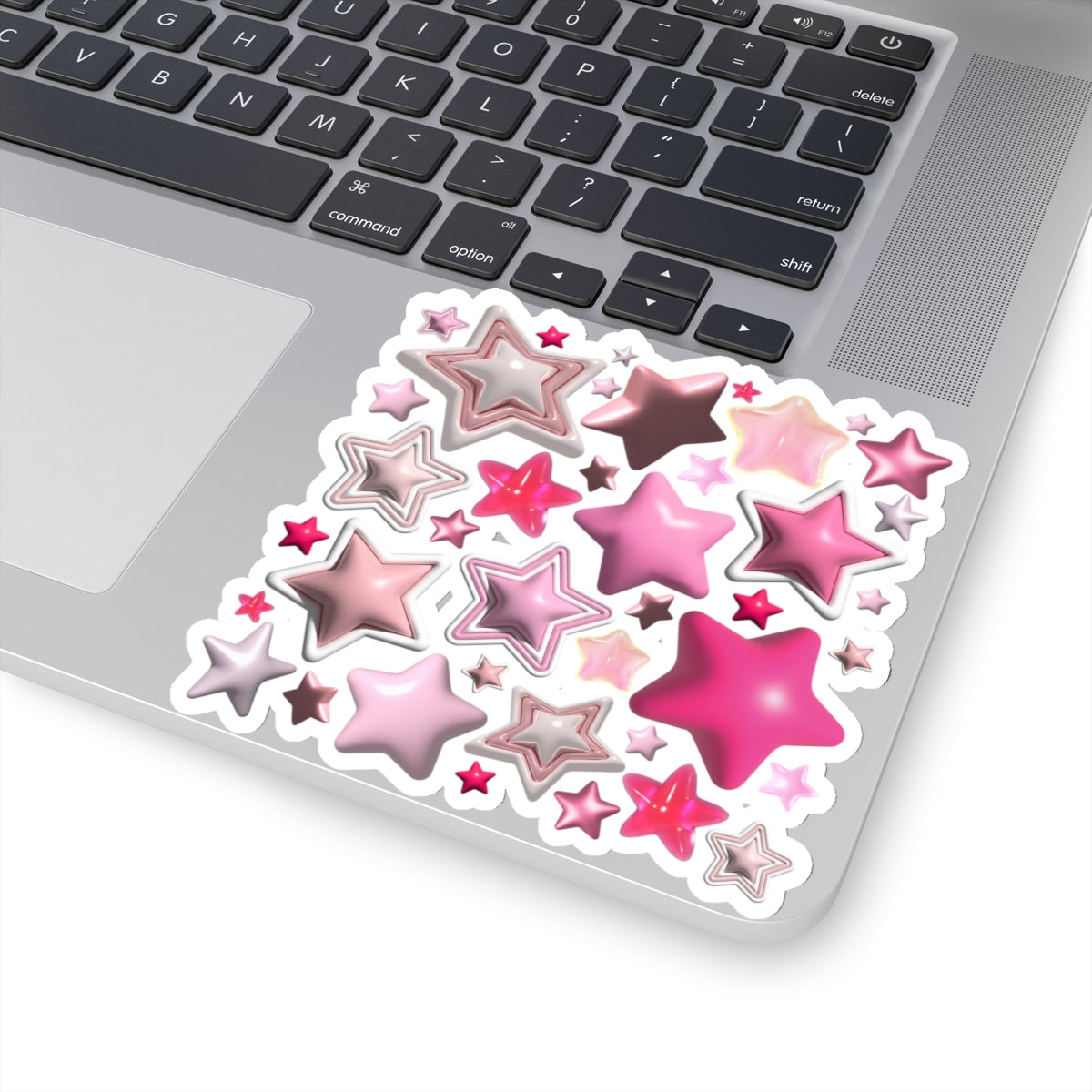 Kiss-cut stickers with pink 3d stars