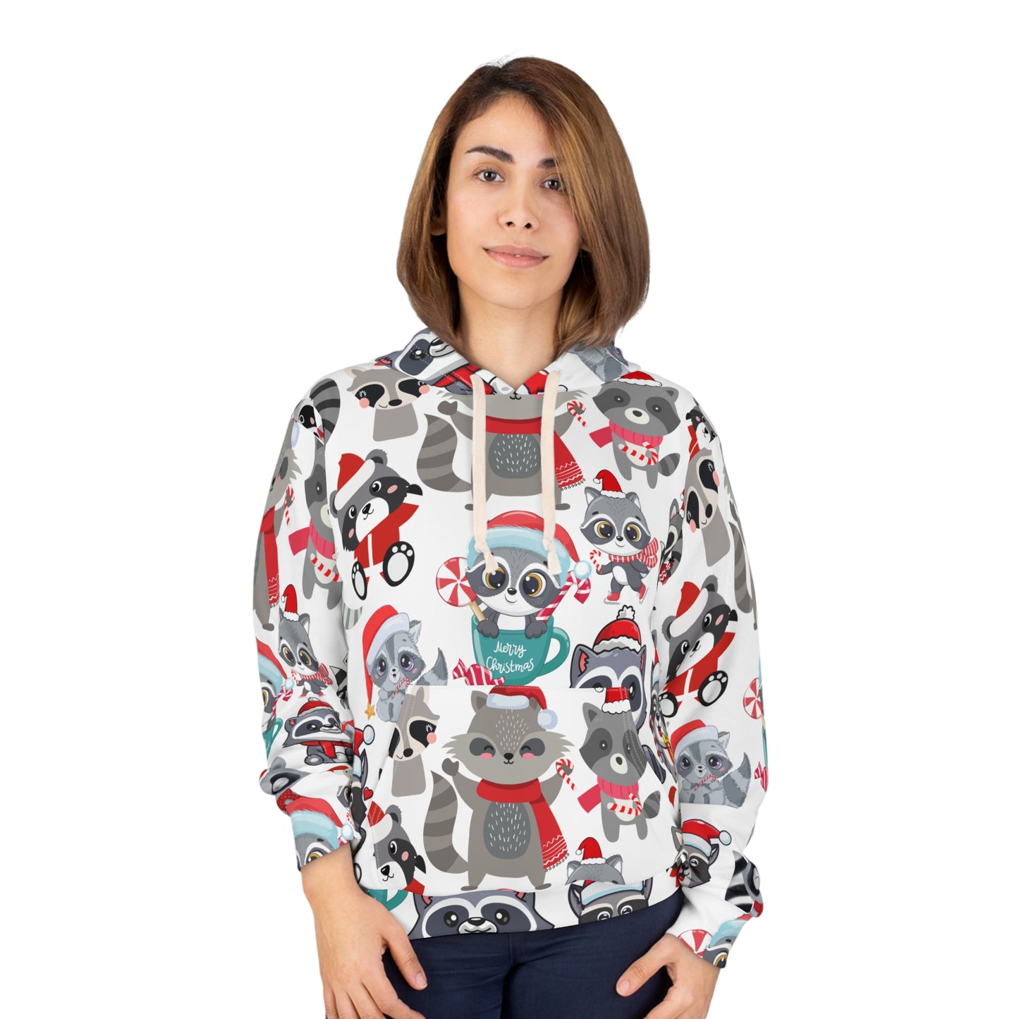 Ugly Christmas sweater raccoon all over print hoodie