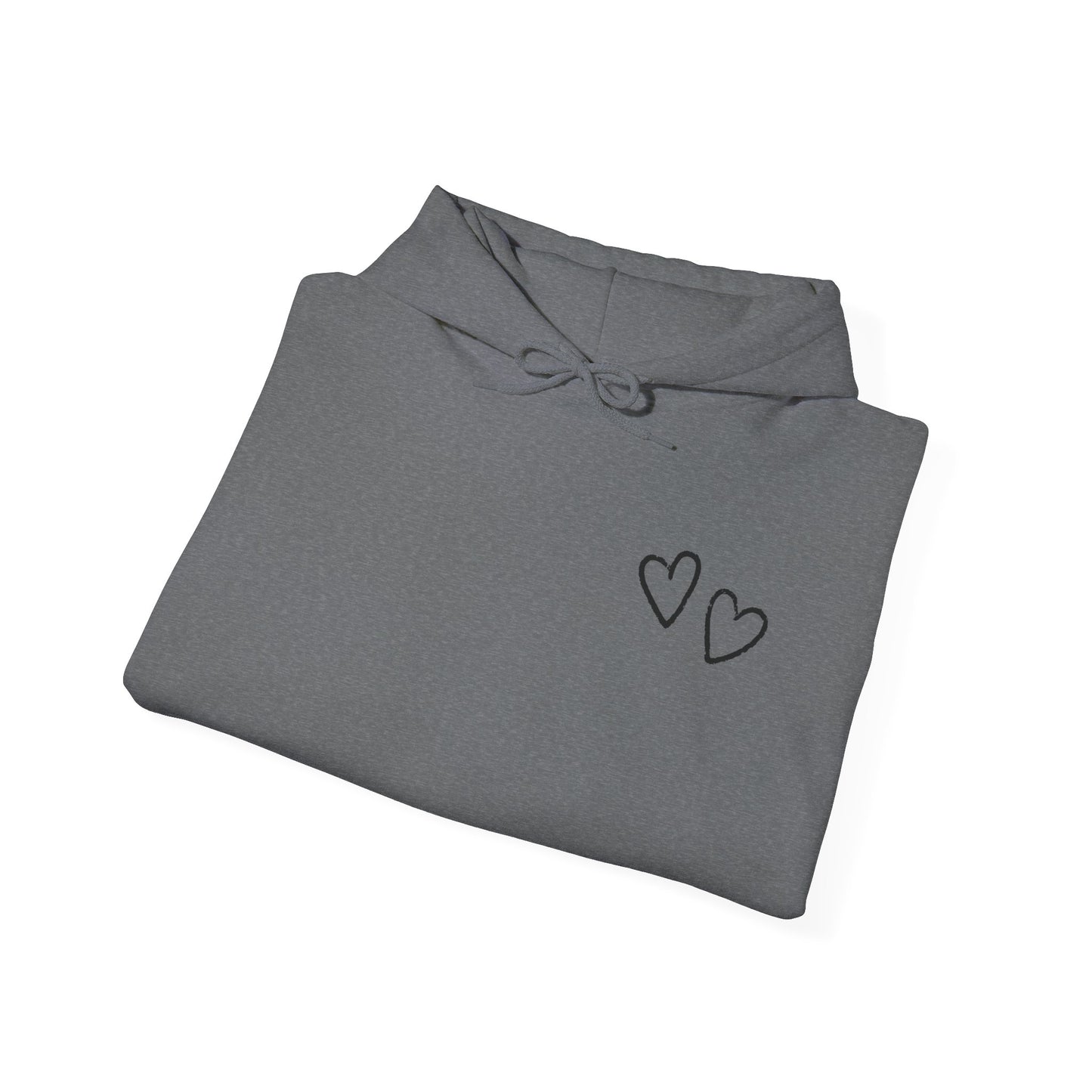 Two small hearts on chest hooded sweatshirt