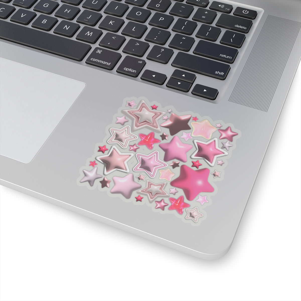 Kiss-cut stickers with pink 3d stars