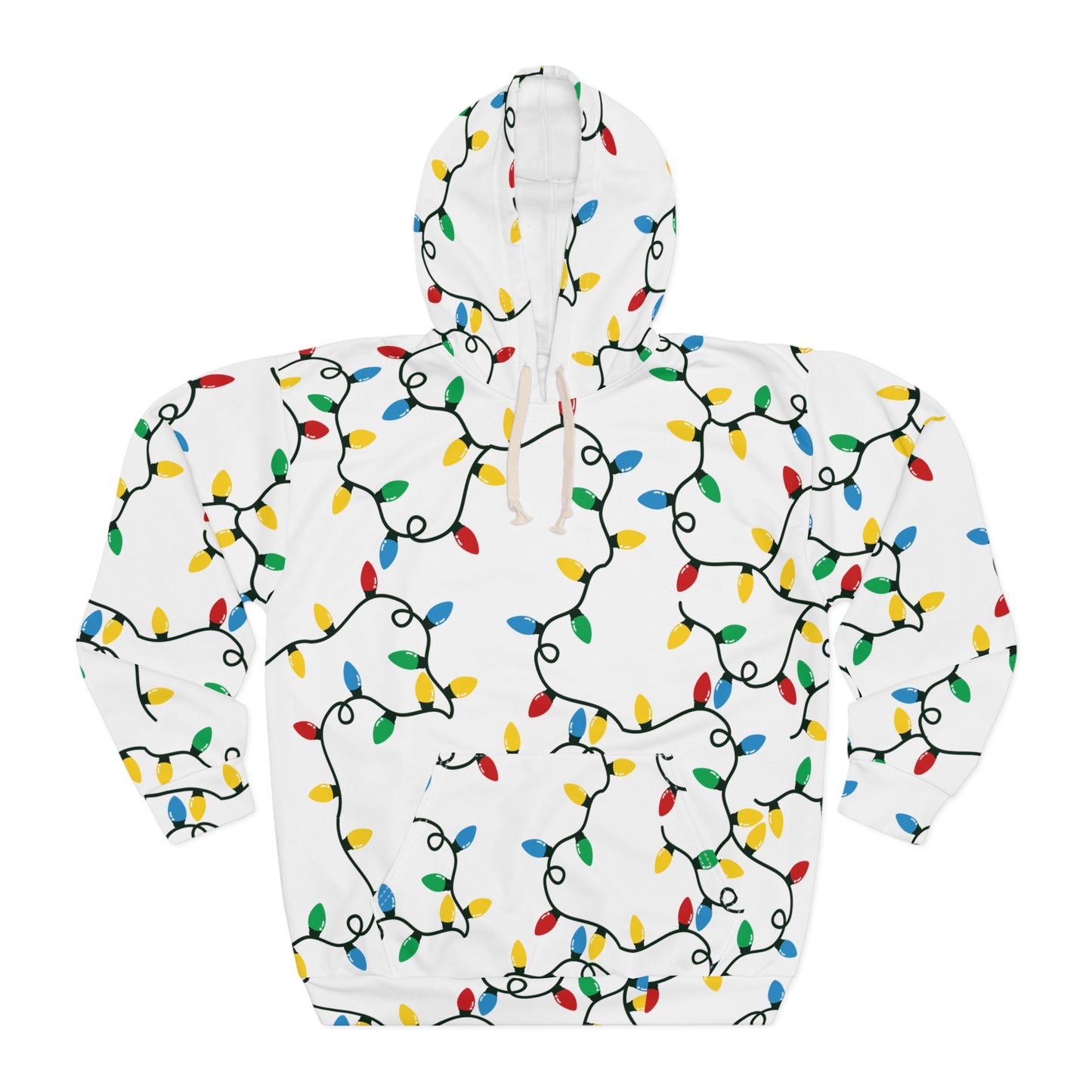 Christmas lights all over print hoodie ugly sweater