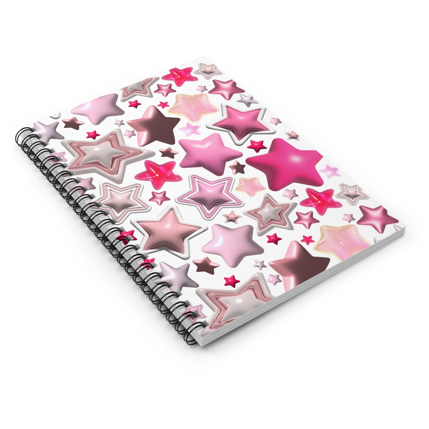 Pink notebook spiral with ruled line paper