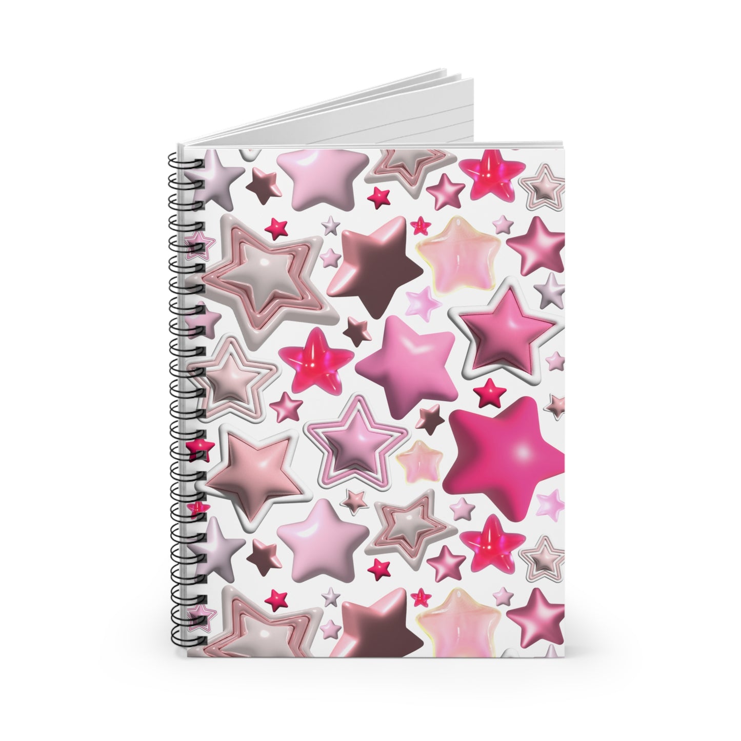 Pink notebook spiral with ruled line paper