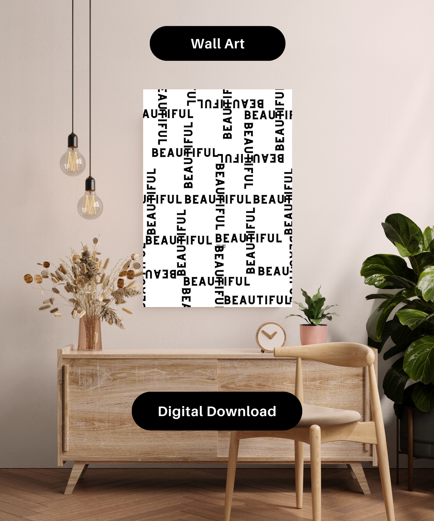 You are beautiful black and white wall decor