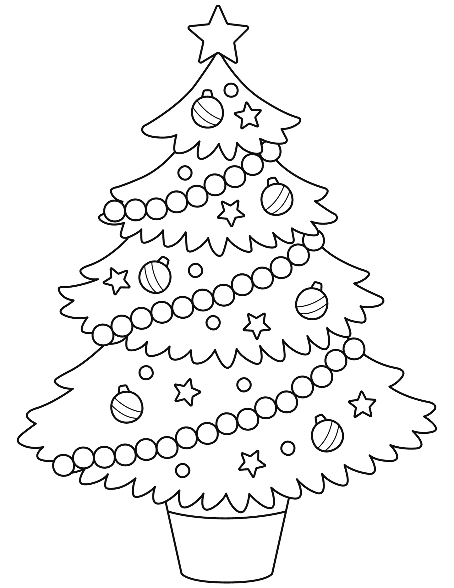 Christmas tree coloring page digital download prints