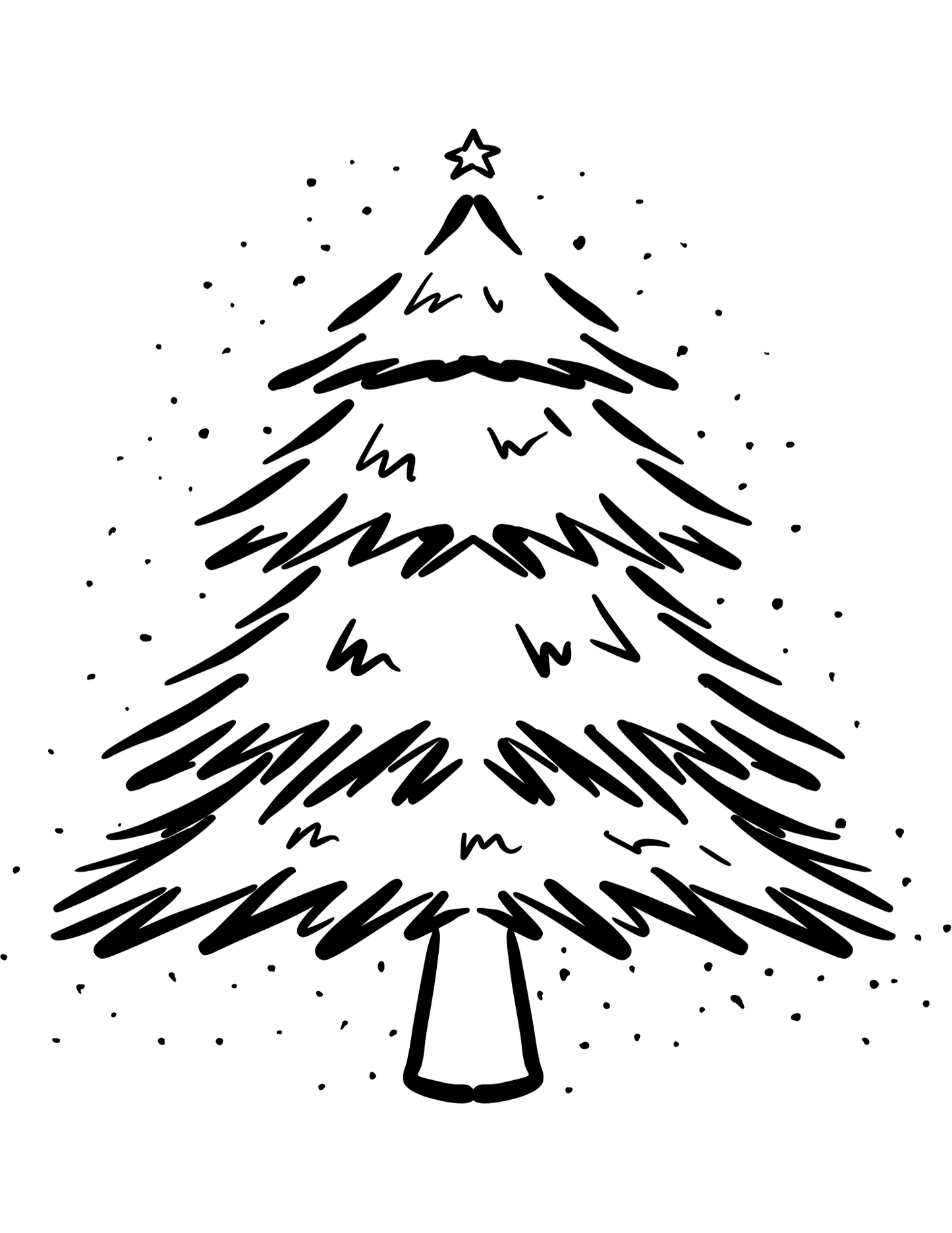 Christmas tree coloring page digital download prints