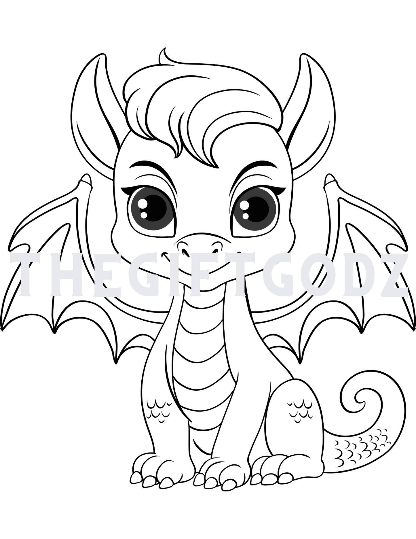 Dragon coloring book digital download