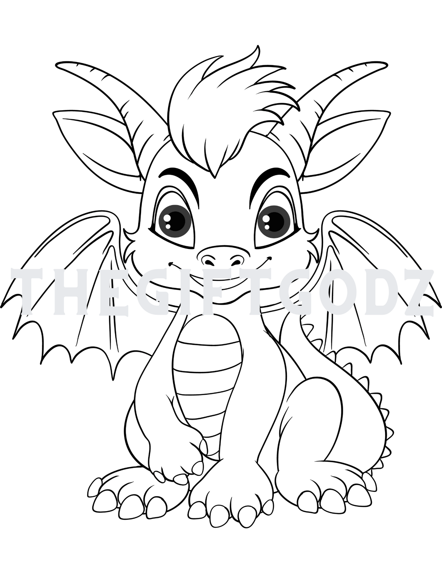 Dragon coloring book digital download