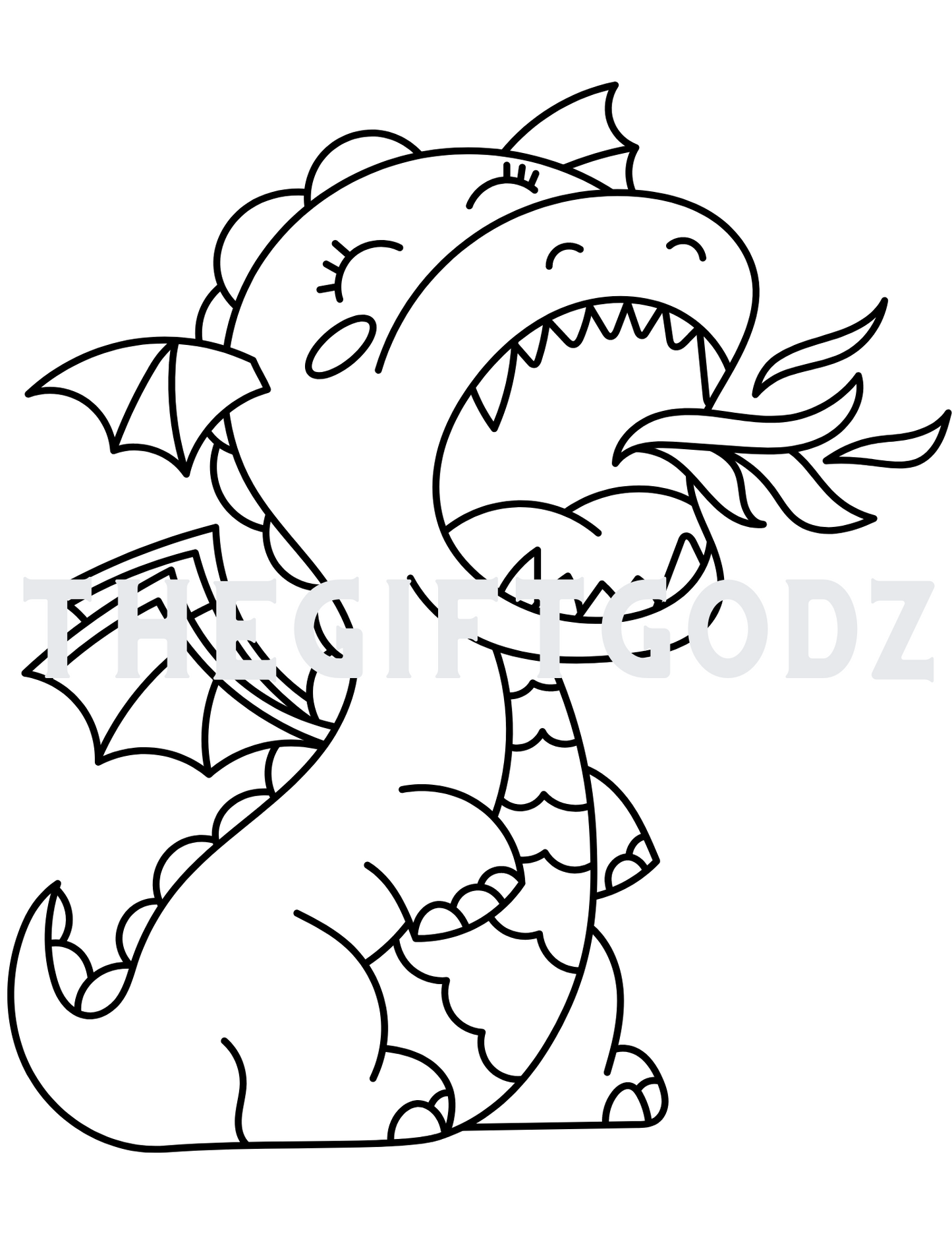 Dragon coloring book digital download