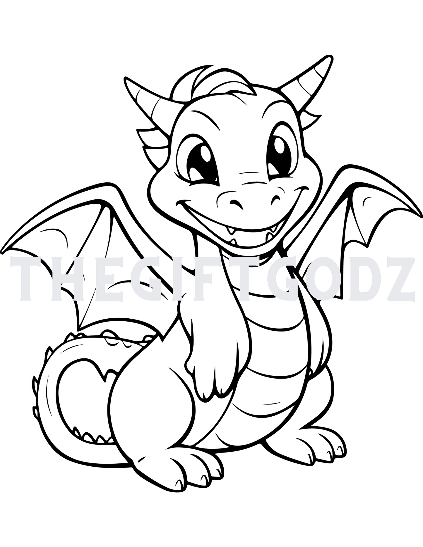 Dragon coloring book digital download