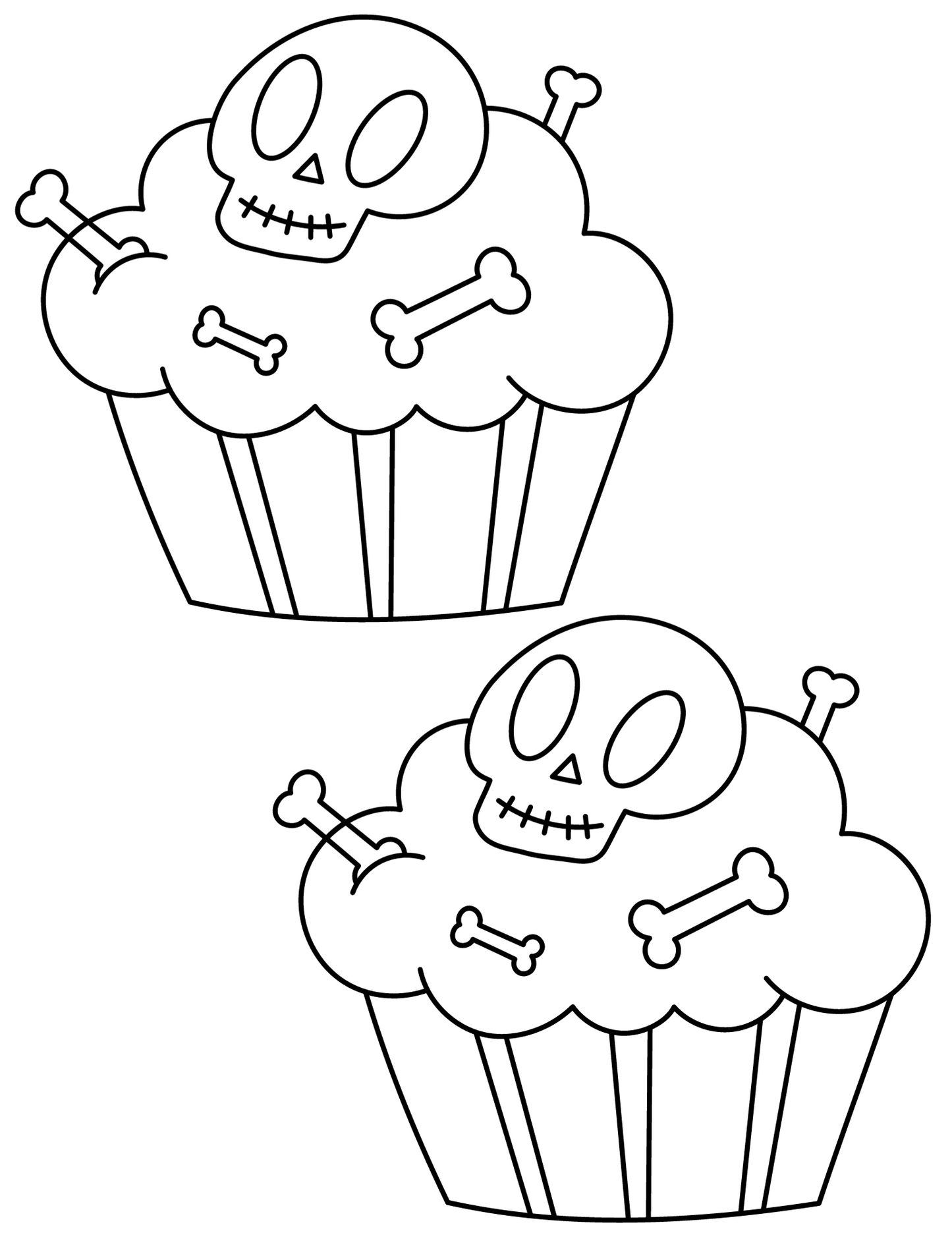 Halloween coloring print out with Halloween cupcakes