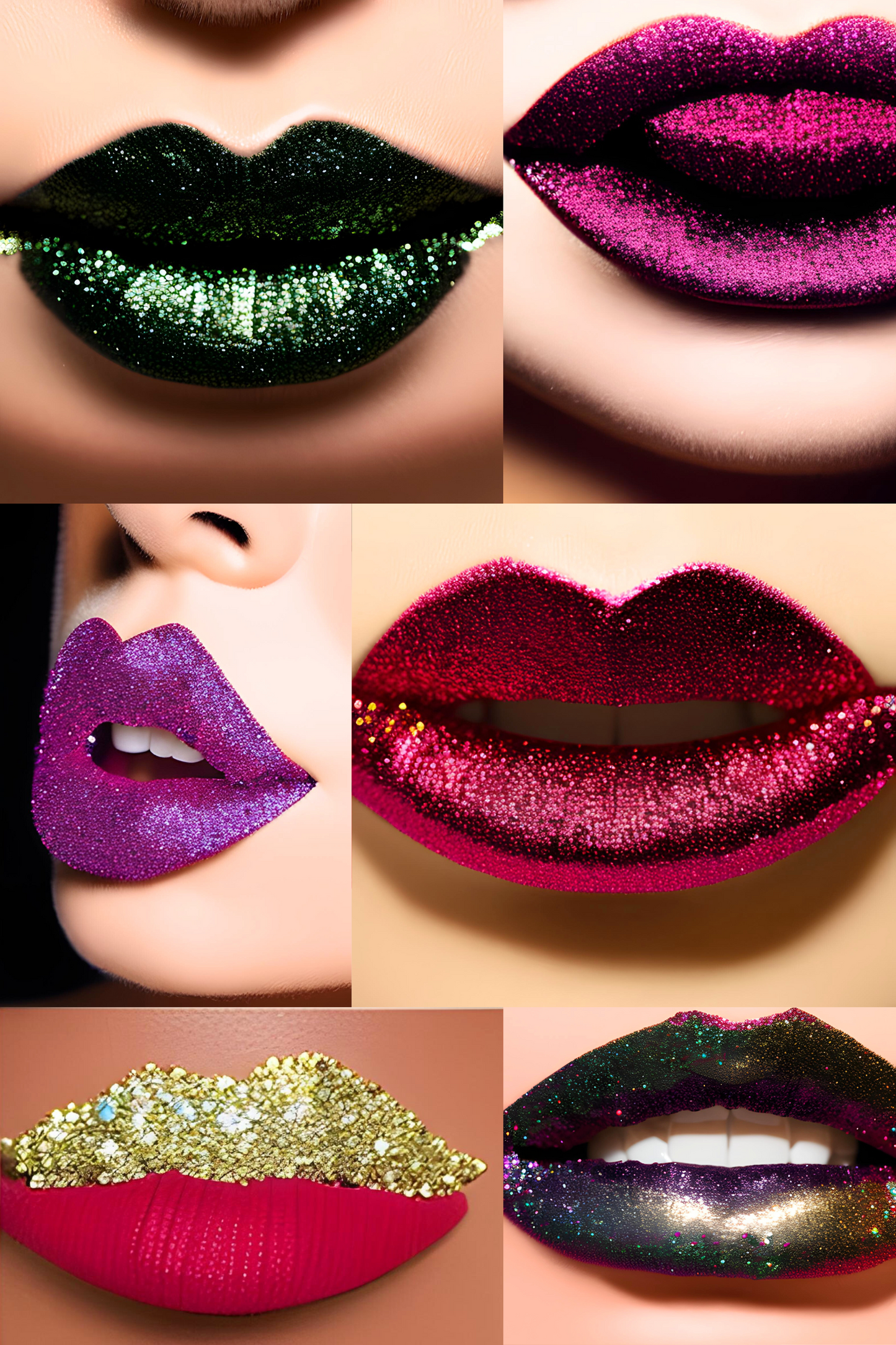 Kawaii kisses glitter lip wall art prints