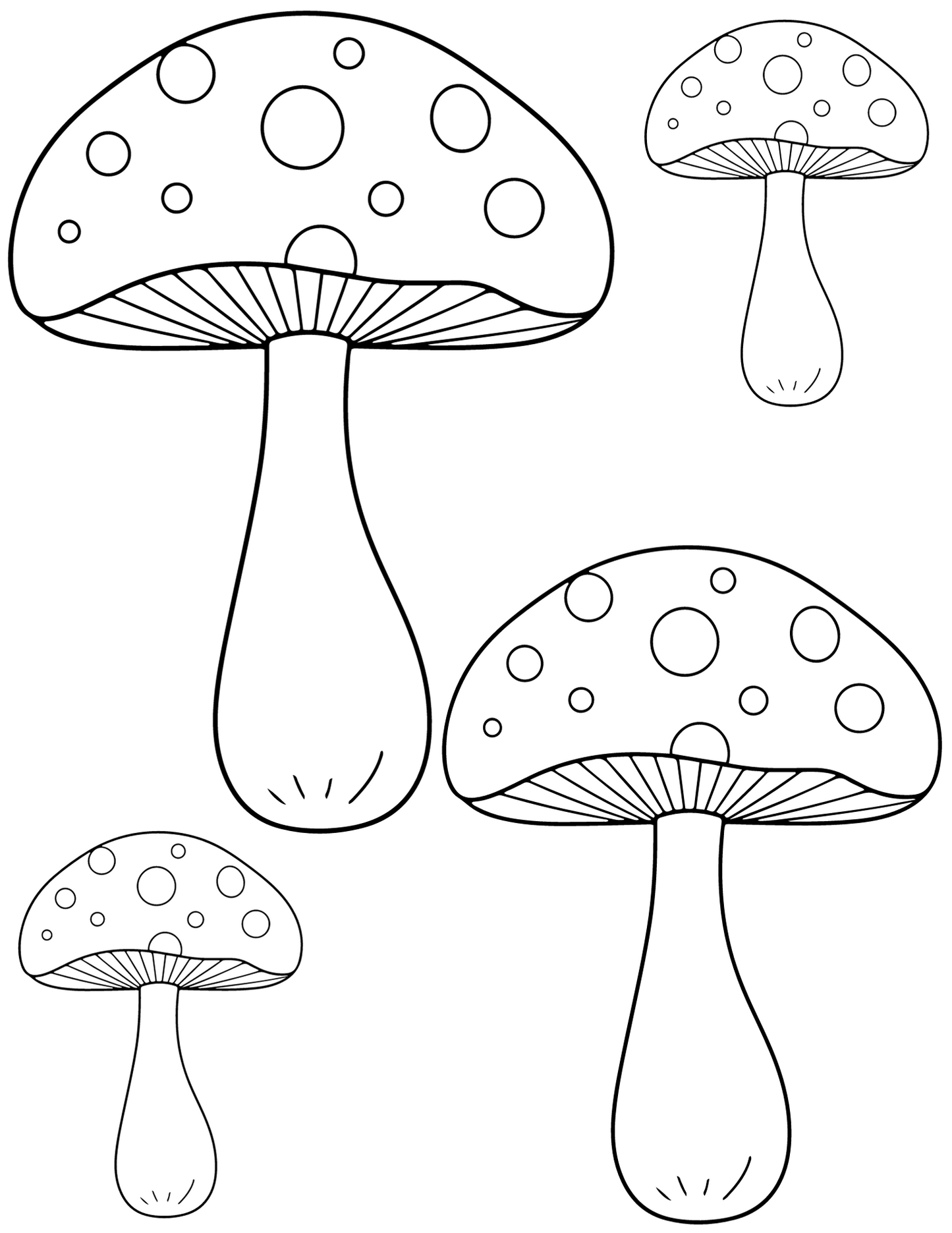 Mushroom coloring pages digital prints