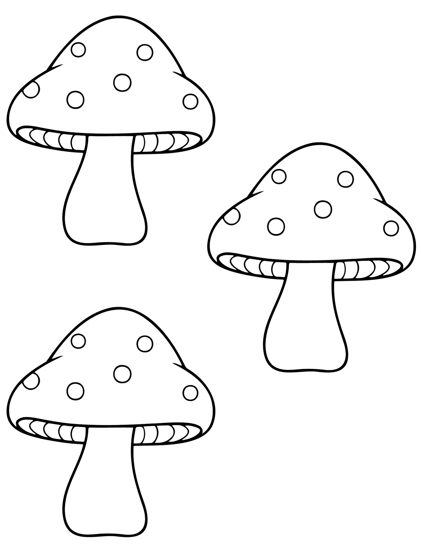 Mushroom coloring pages digital prints