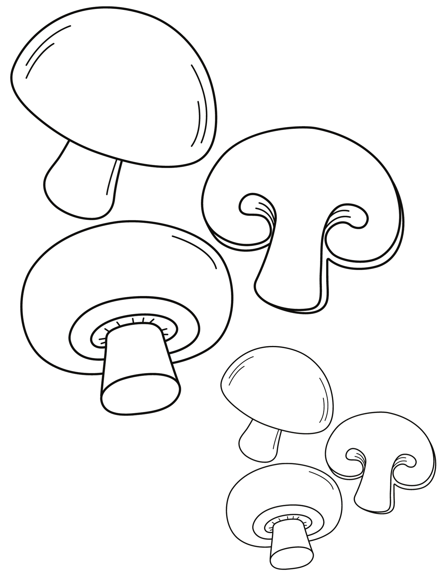 Mushroom coloring pages digital prints