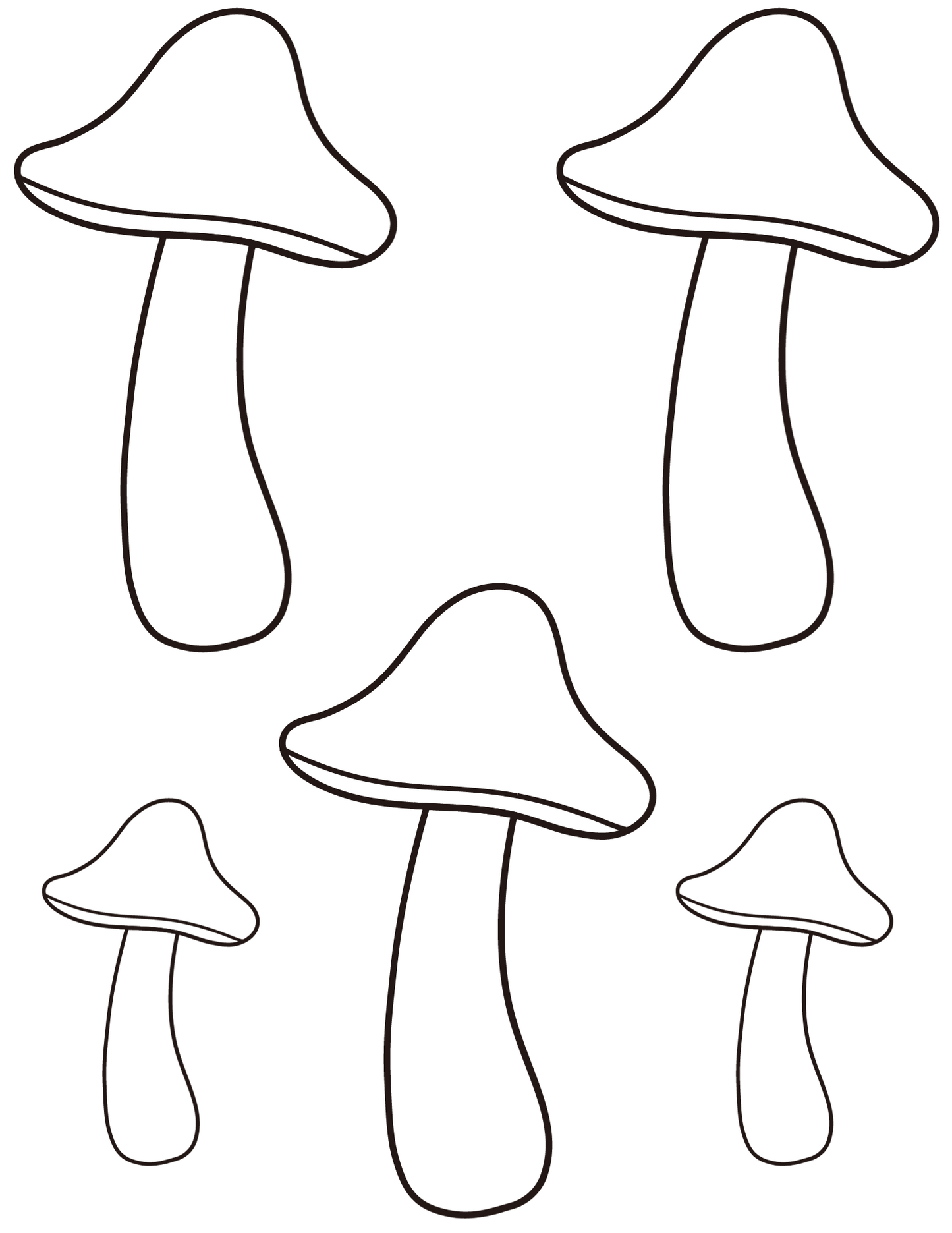 Mushroom coloring pages digital prints