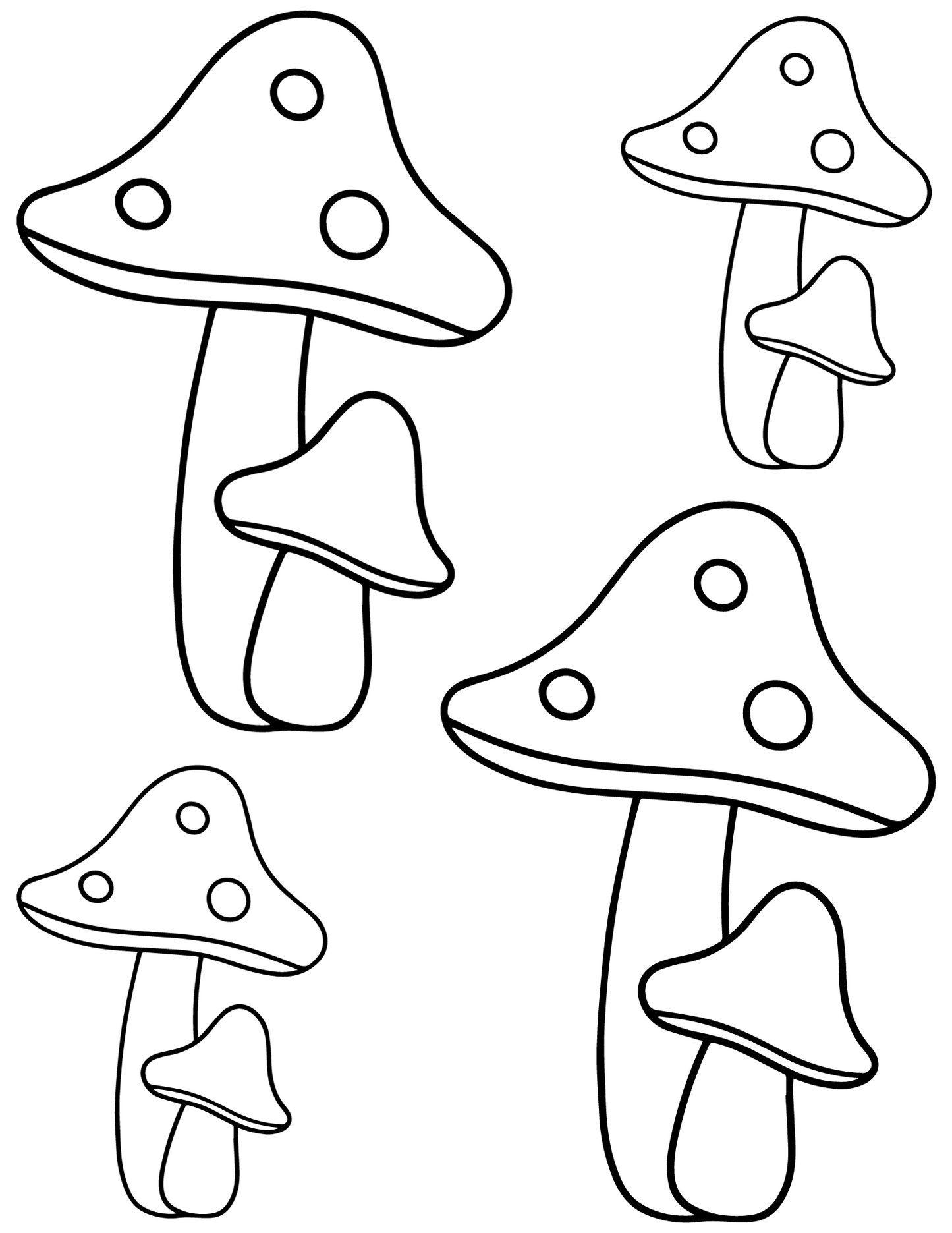 Mushroom coloring pages digital prints