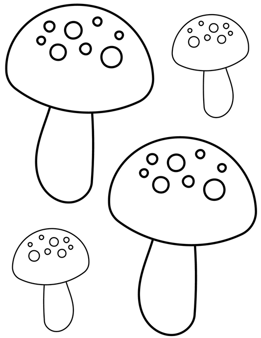 Mushroom coloring pages digital prints