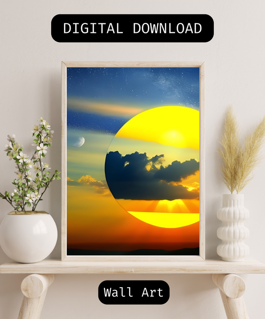 Sun moon wall art downloadable print