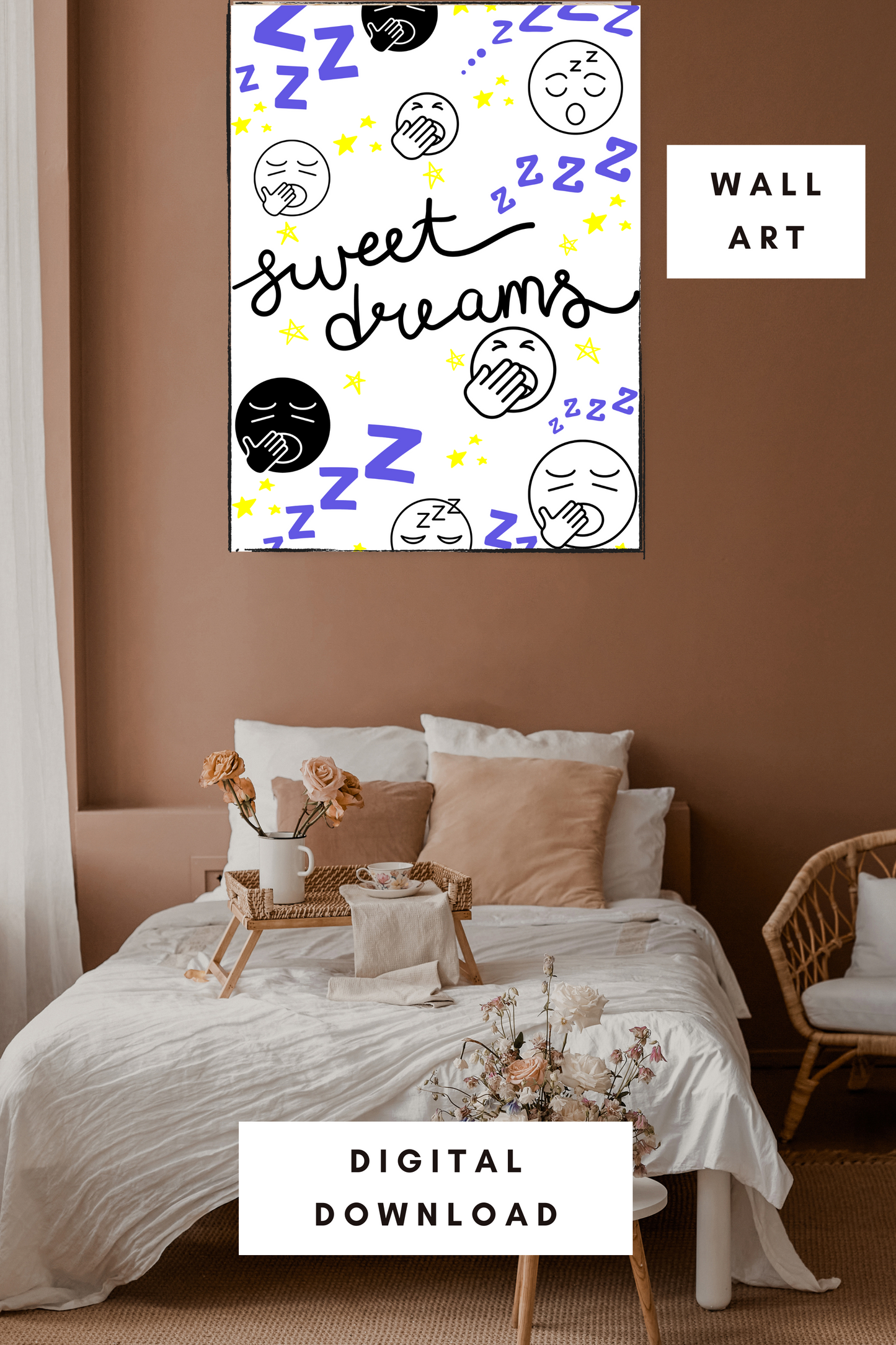 Sweet dreams wall decor digital download 24 x 36 PDF print