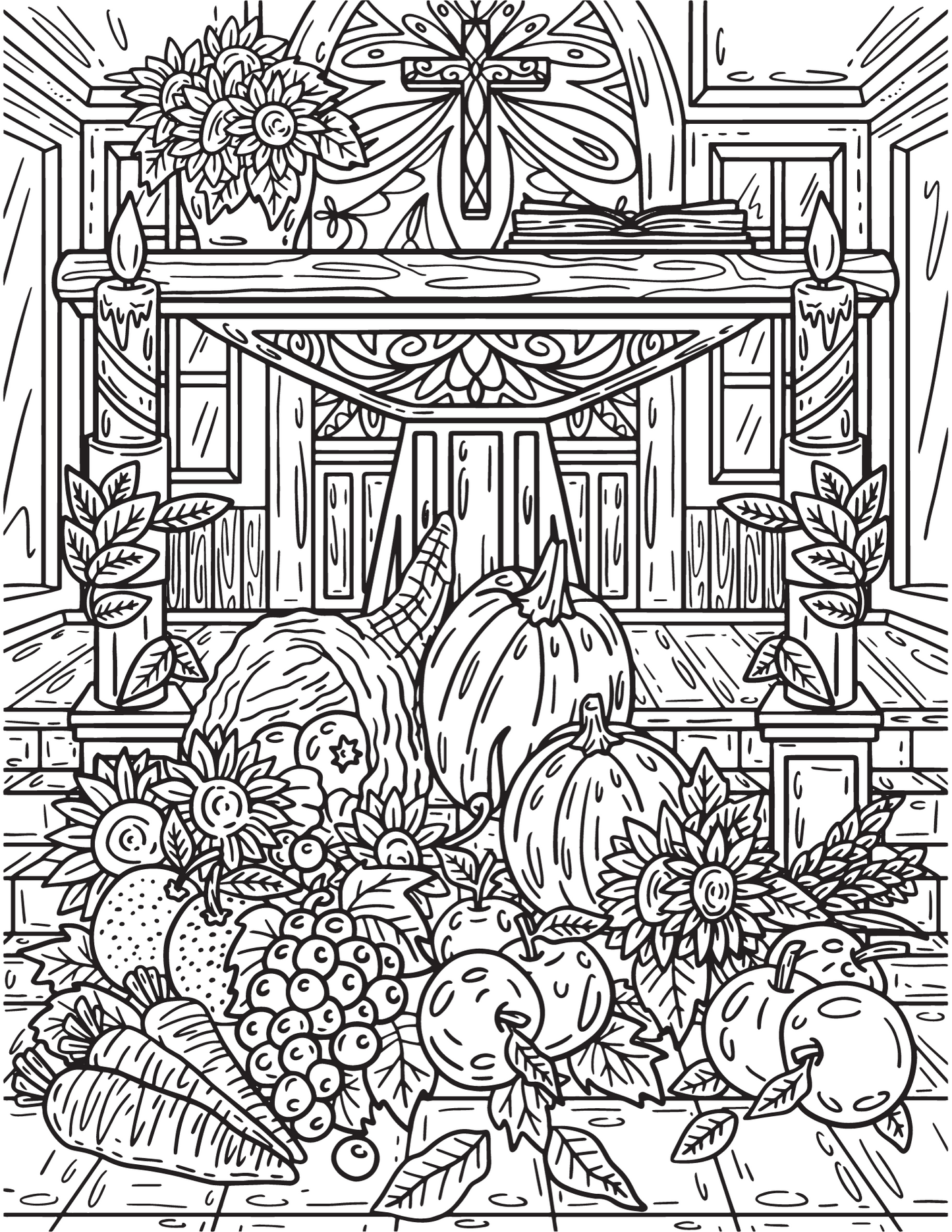 Thanksgiving coloring page digital download