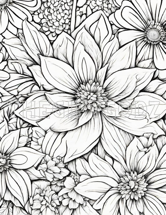 Floral coloring pages printable downloads