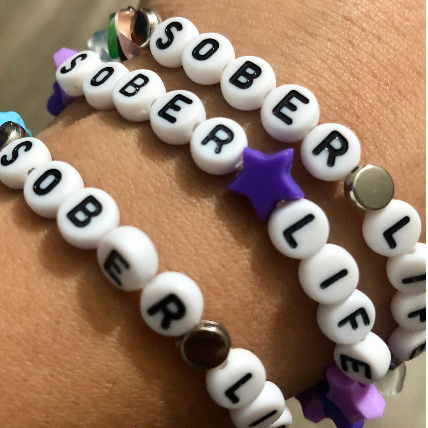 Sober life handmade beaded stretch bracelet available now