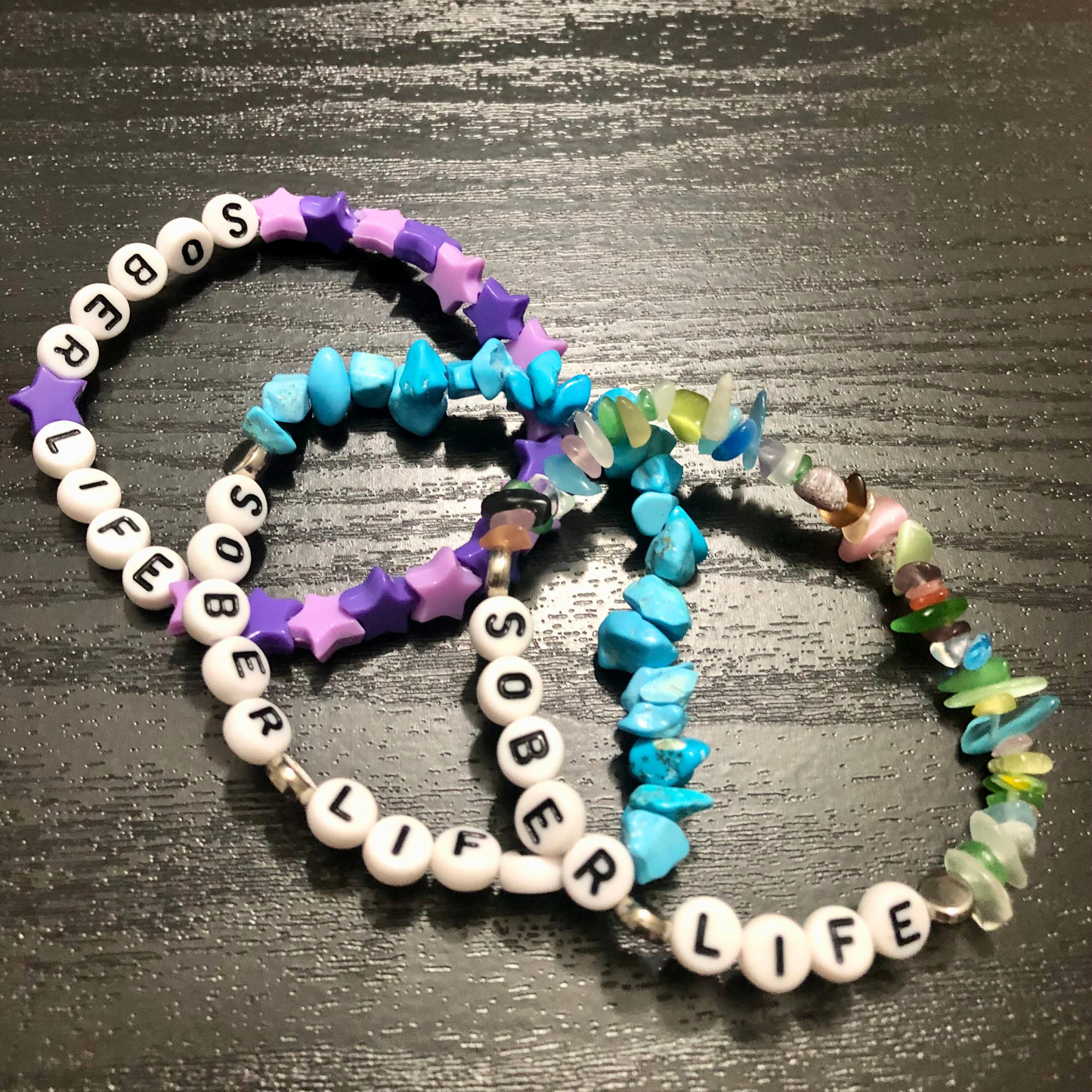 Sober life handmade beaded stretch bracelet available now