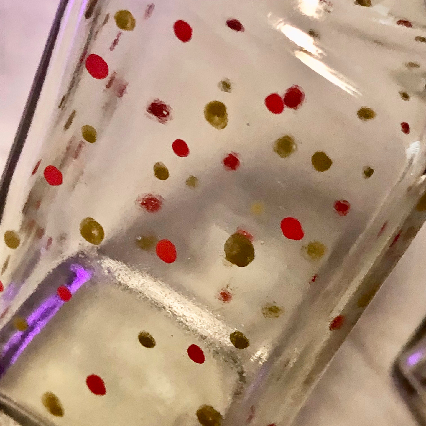 Novelty salt and pepper shakers red and gold dots all over handmade