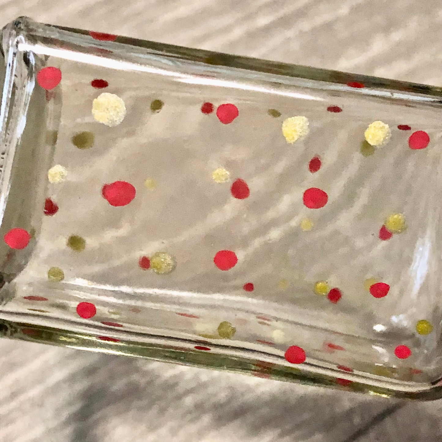 Novelty salt and pepper shakers red and gold dots all over handmade