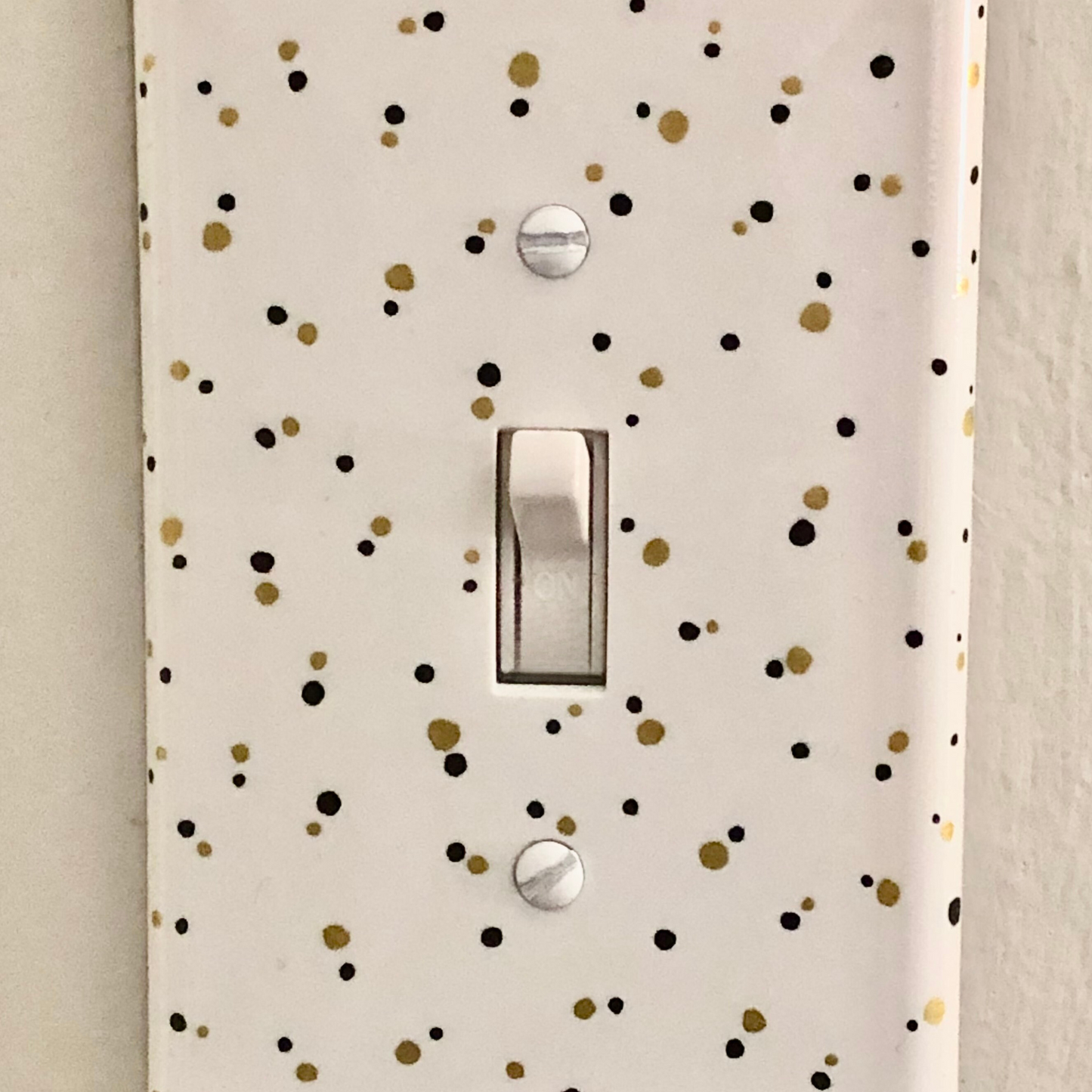 Wall outlet covers with black and gold design handmade 2 piece set