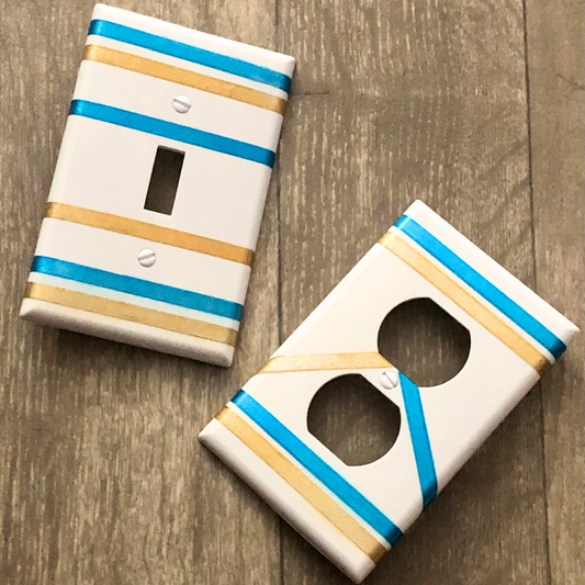 Decorative outlet covers handmade with Washi tape 2 piece set