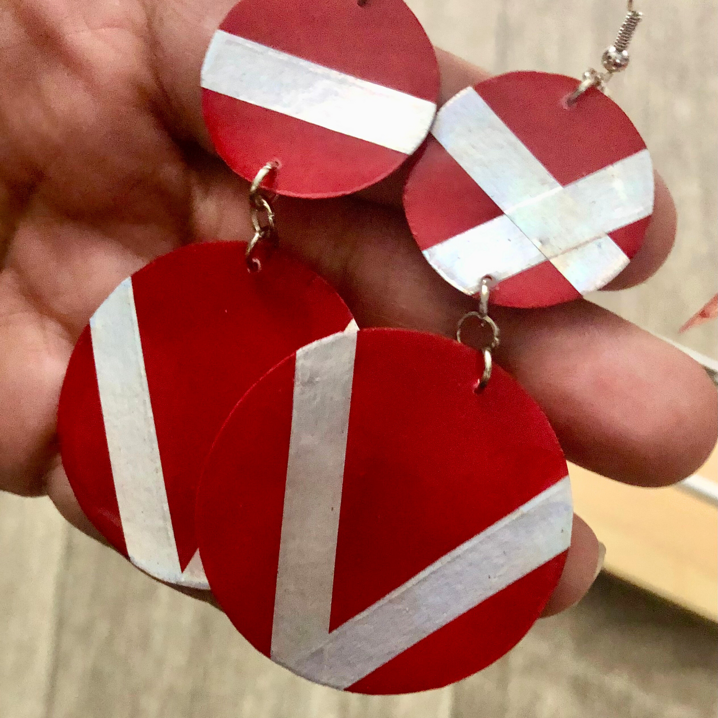 Handmade Red and Silver Earrings Set available now limited quantities available