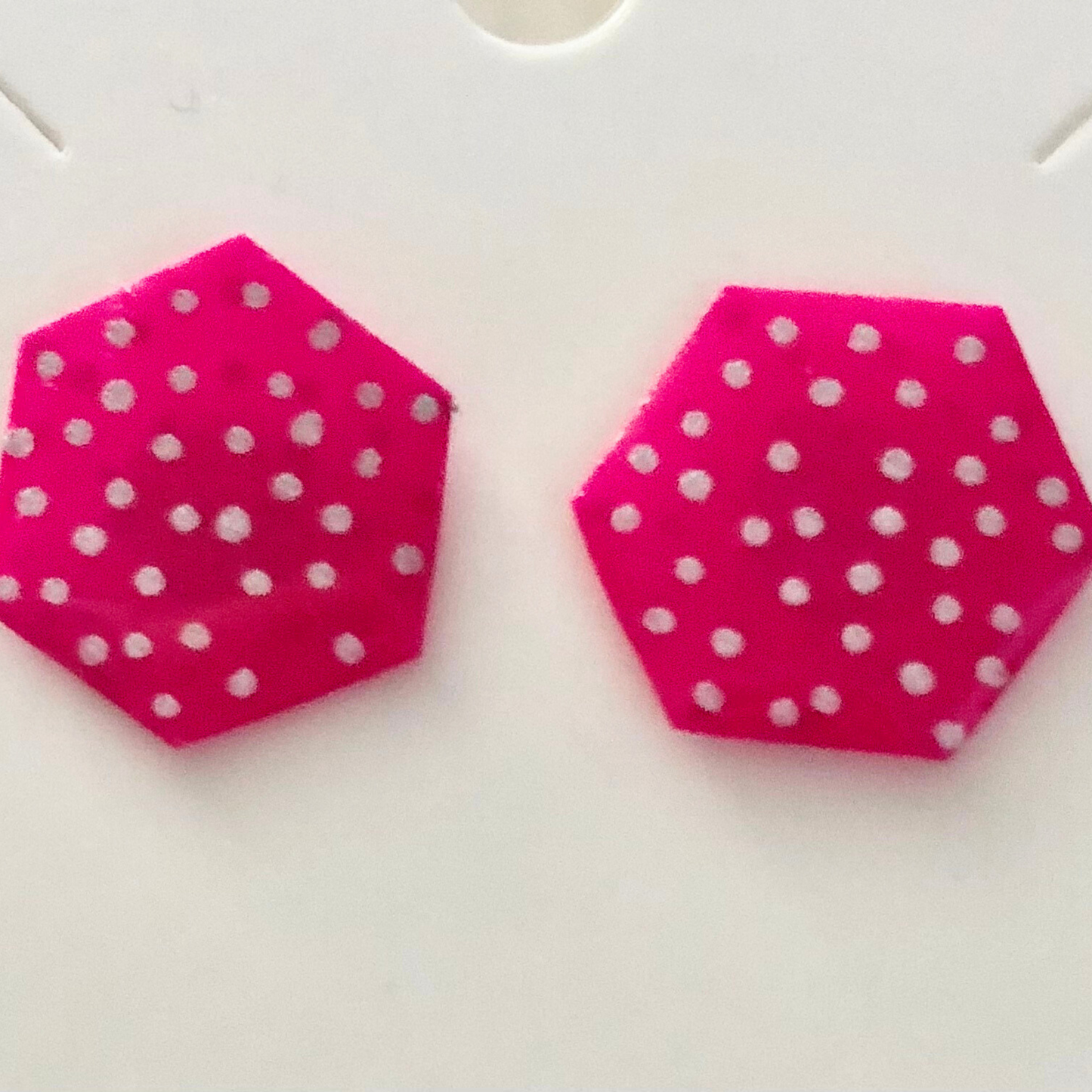 Hexagon earrings handmade with matching round-shaped earring set available now