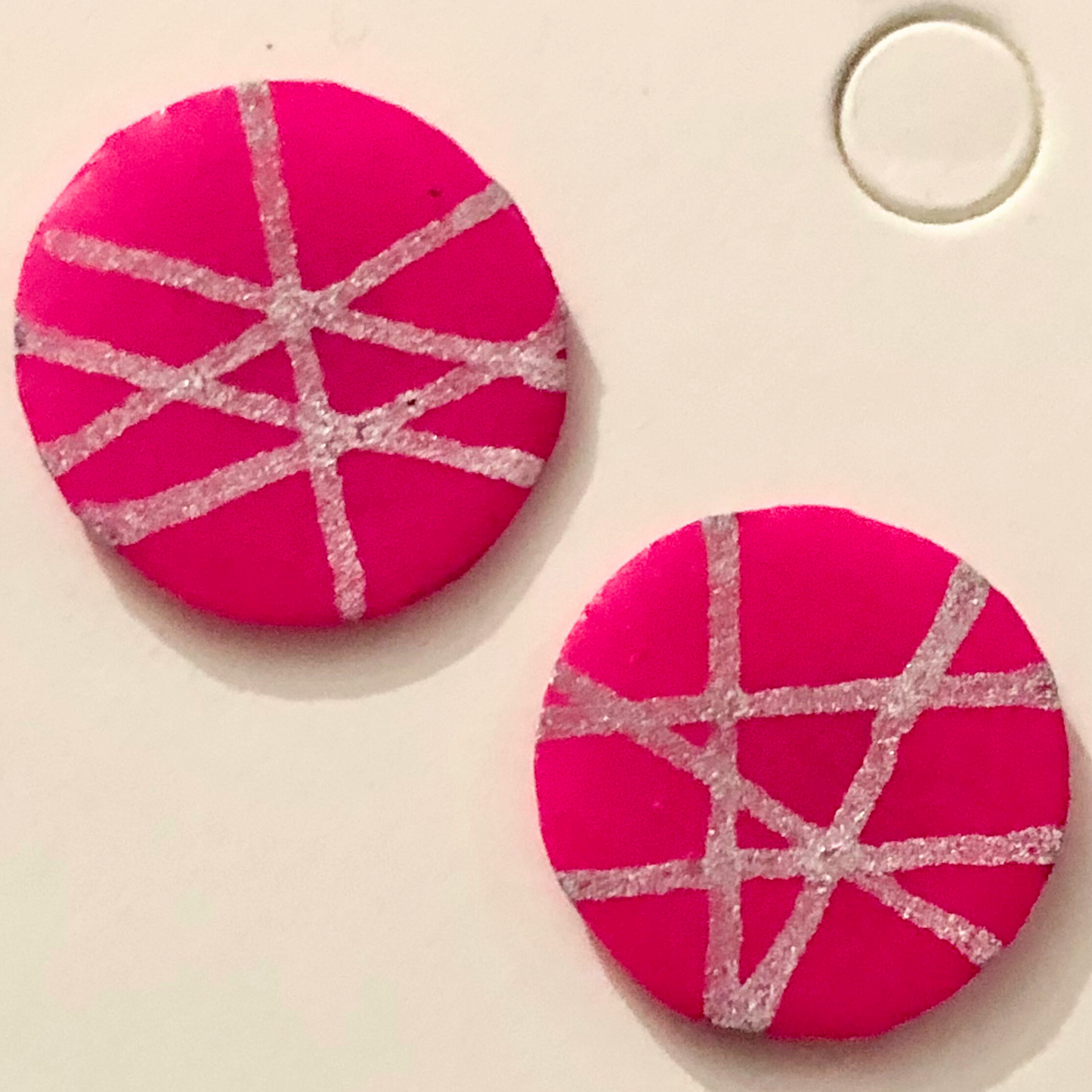 Hexagon earrings handmade with matching round-shaped earring set available now