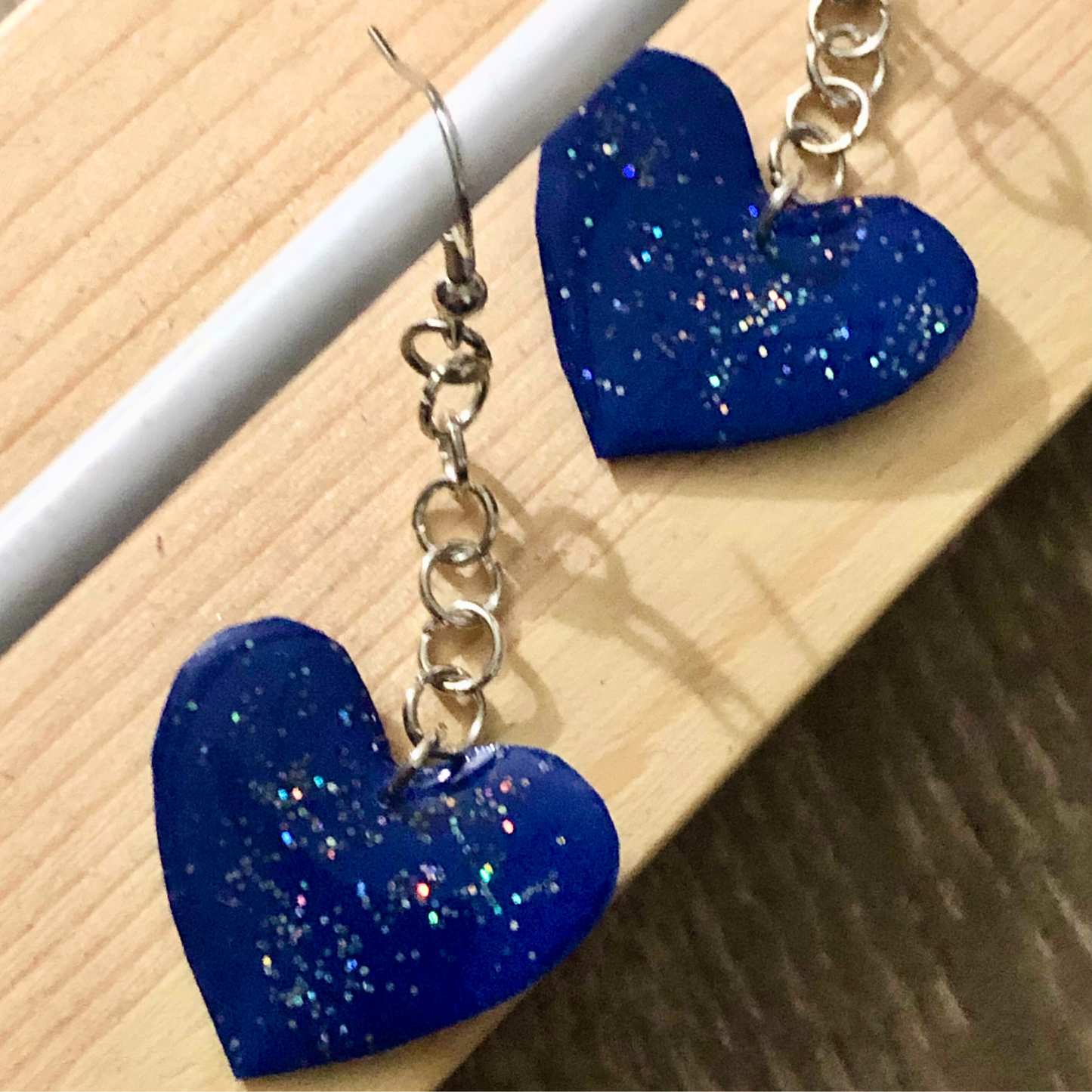 Heart drop earrings handmade ready to ship now