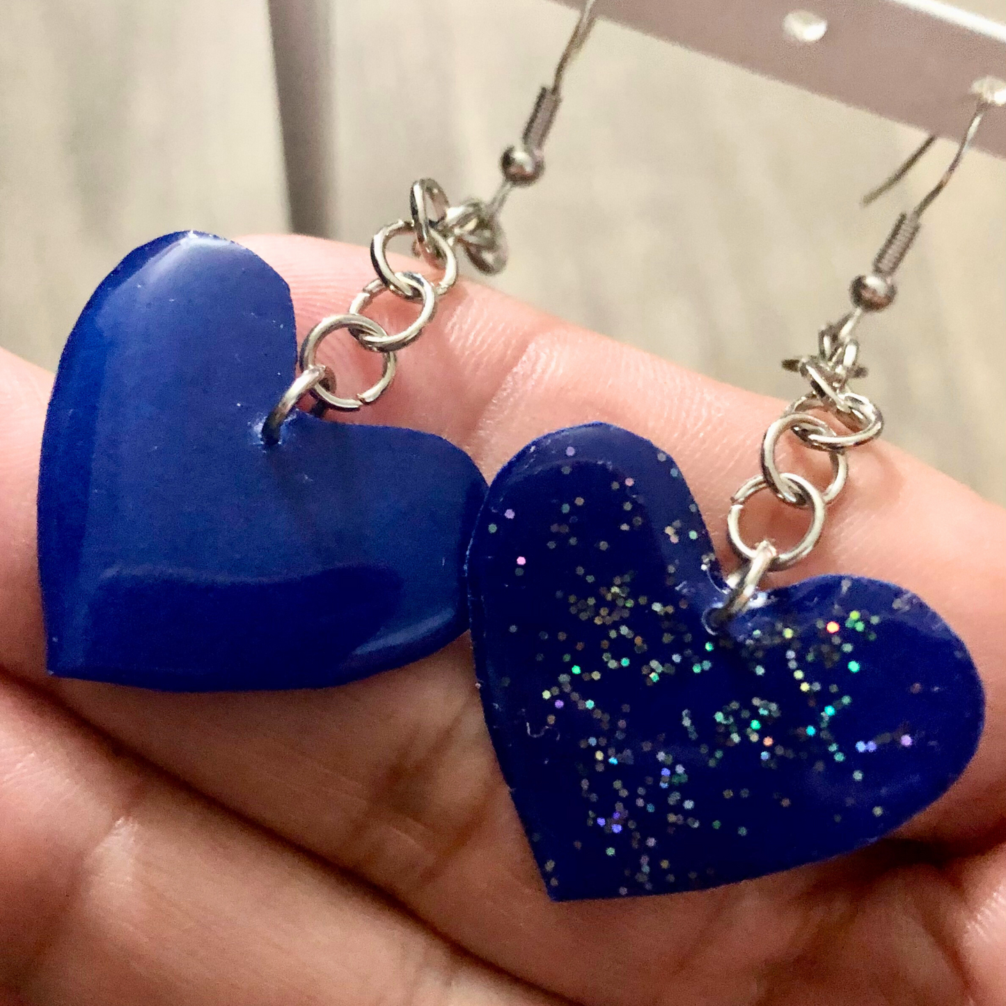 Heart drop earrings handmade ready to ship now