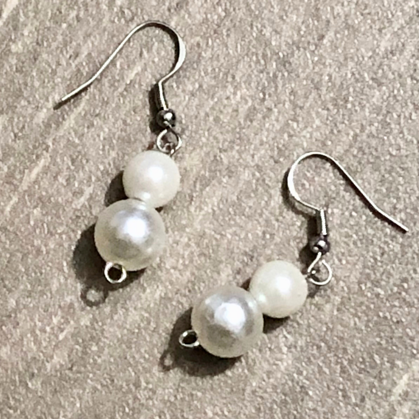 Faux handmade pearl drop earrings and pearl bracelet set