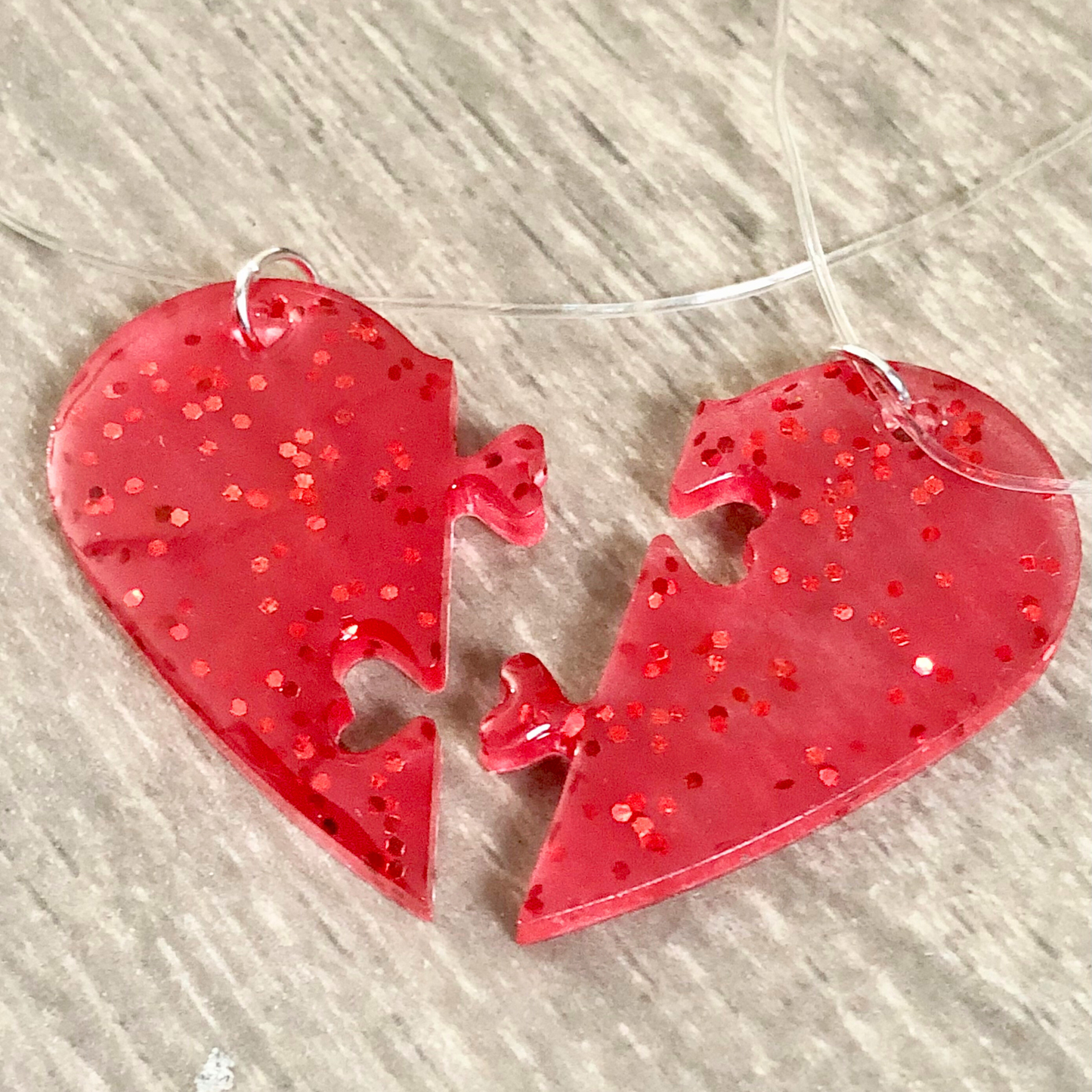 Red heart necklace handmade with love