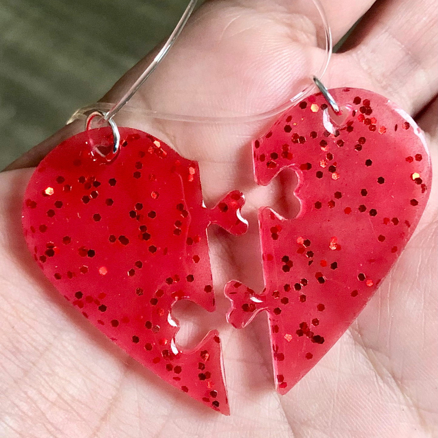 Red heart necklace handmade with love