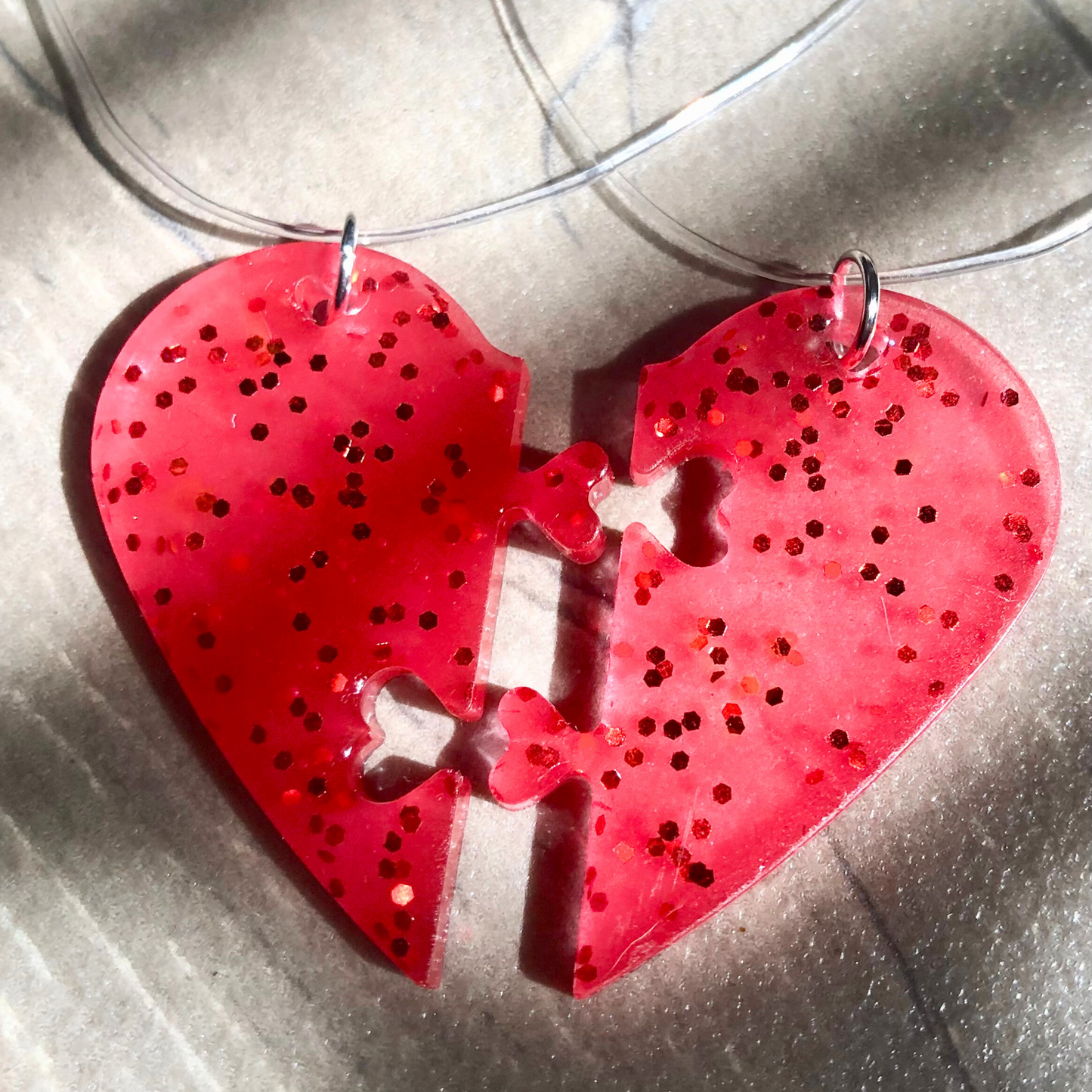 Red heart necklace handmade with love