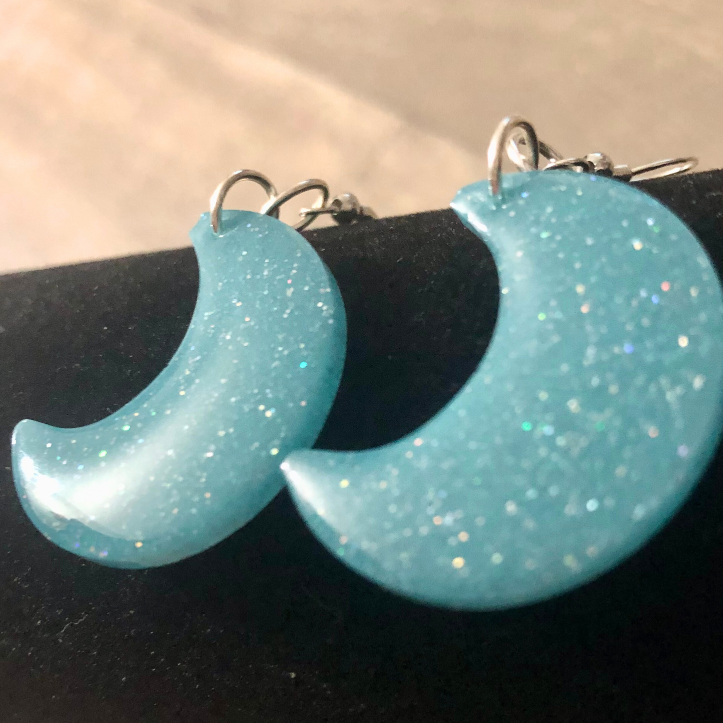 Moon earrings handmade with UV resin set of 4