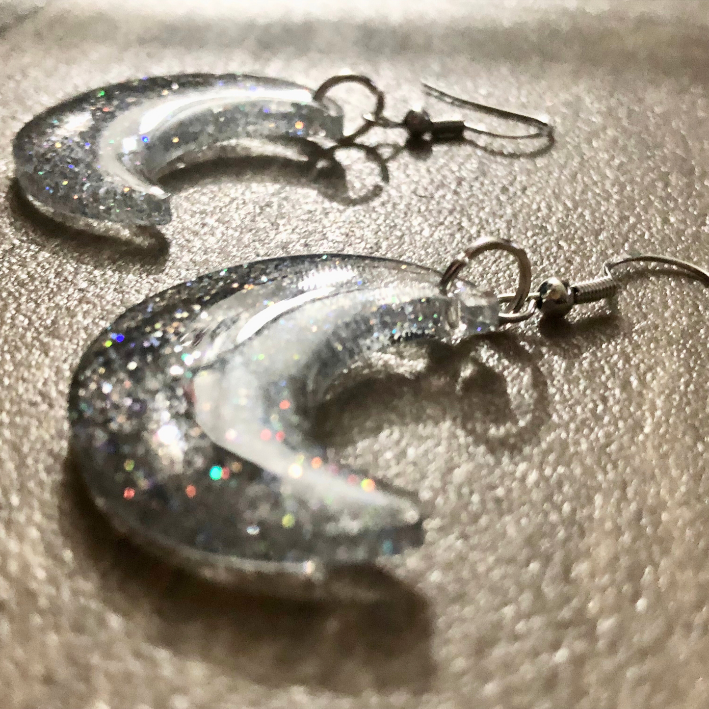 Moon earrings handmade with UV resin set of 4